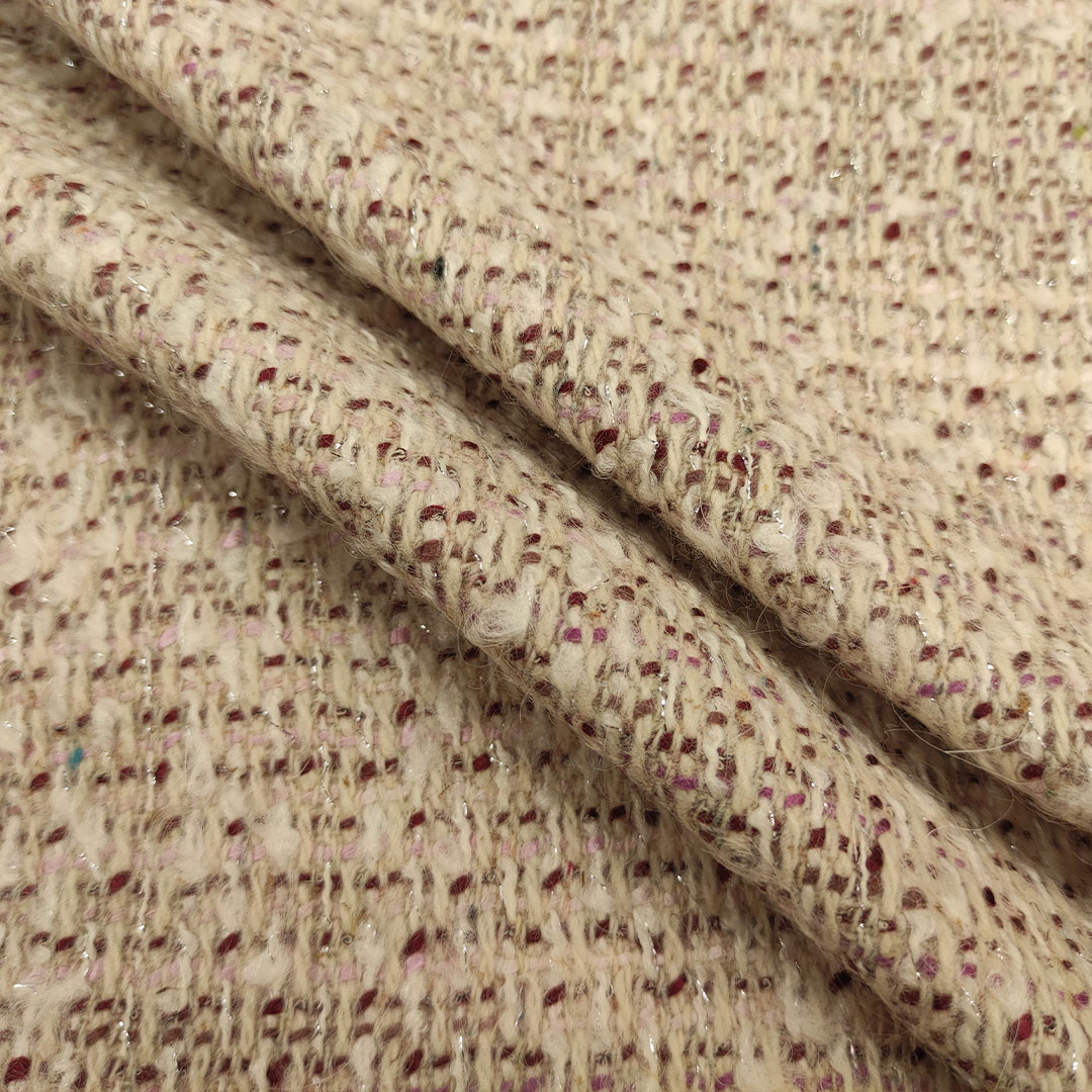 Tessuto Tweed Boucl In Lana Beige Rosa Bordeaux Iaia Tessuti