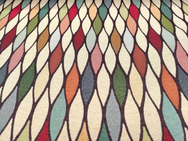 Tessuto Gobelin a fantasia motivo astratto beige - arancione - verde - carta da zucchero