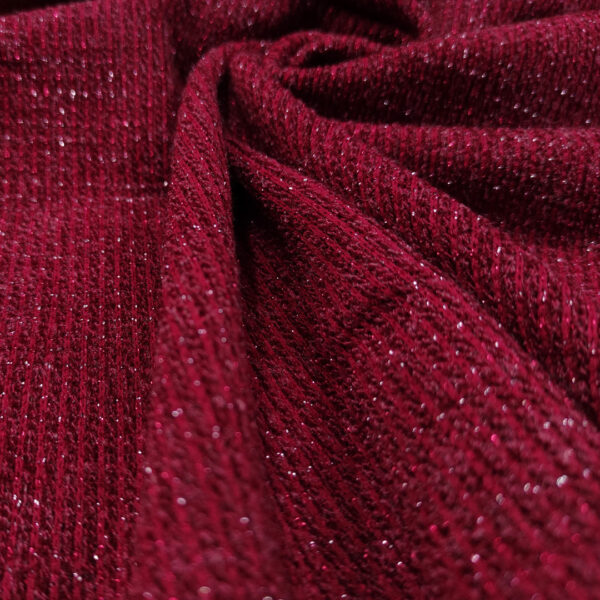 Tessuto Maglia Costina Lurex in tinta unita bordeaux