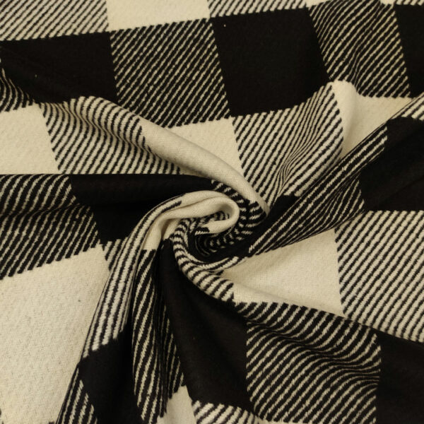 Tessuto per cappotto motivo quadri bianco - nero