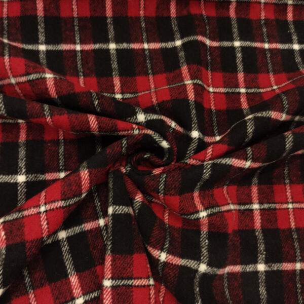 Tessuto per cappotto motivo nero - rosso