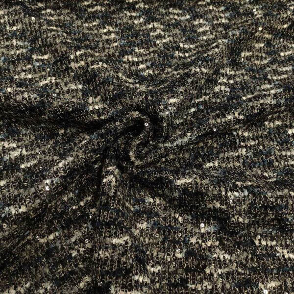 Tessuto Maglia Tweed Lurex bianco - blu - grigio