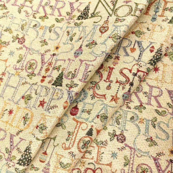 Tessuto Natalizio decorativo a fantasia gobelin lurex con alberi oro - verde - tiffany