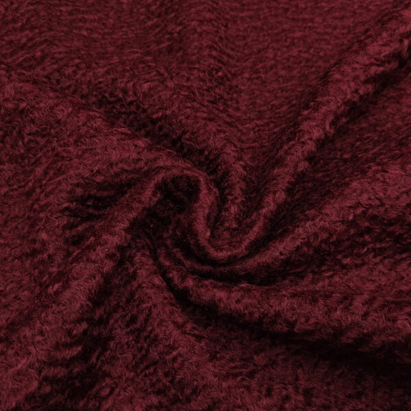 Tessuto per cappotto bouclè tinta unita bordeaux