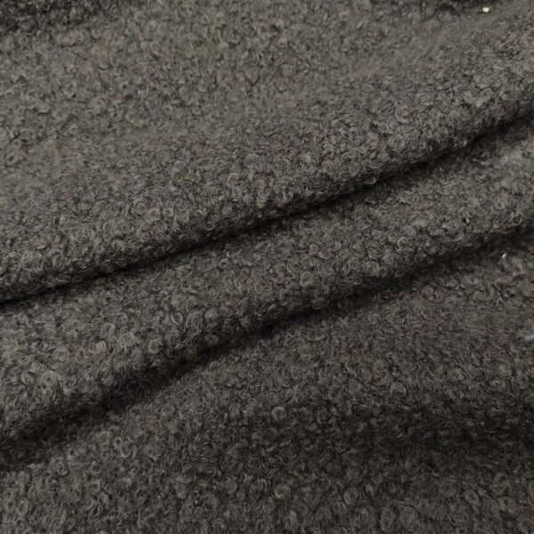 Tessuto per cappotto bouclé tinta unita grigio antracite