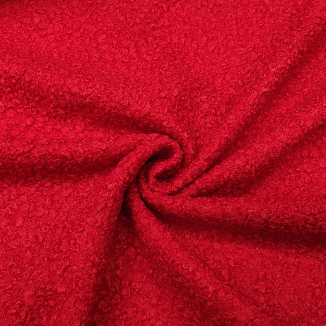 Tessuto per cappotto bouclé tinta unita rosso - Iaia Tessuti
