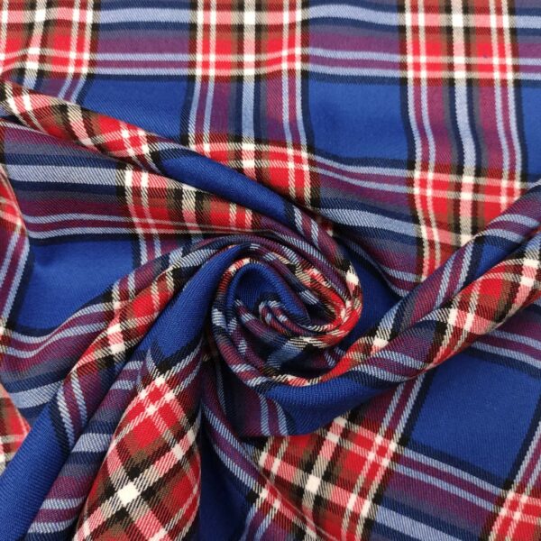 Tessuto tartan blu royal - rosso - nero