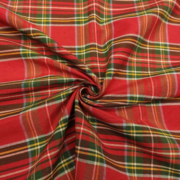 Tessuto Tartan lurex Natalizio decorativo rosso - verde