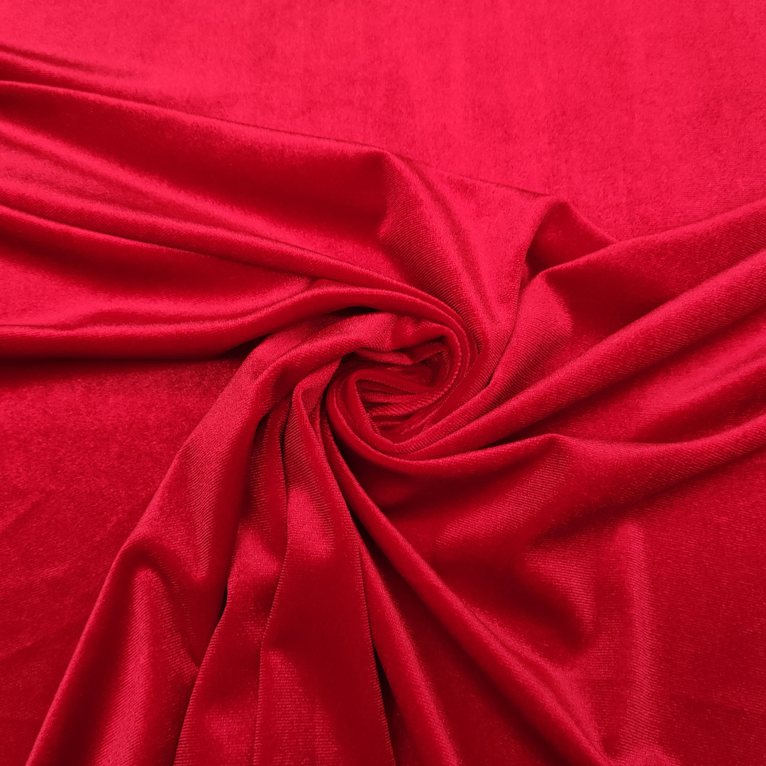 Tessuto velluto elasticizzato tinta unita rosso - Iaia Tessuti