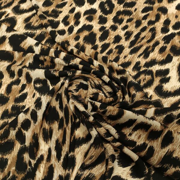 Tessuto doppio georgette a fantasia motivo animalier beige - marrone - nero