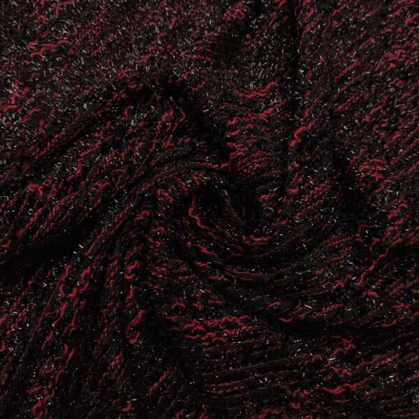 Tessuto maglia lurex bordeaux - nero