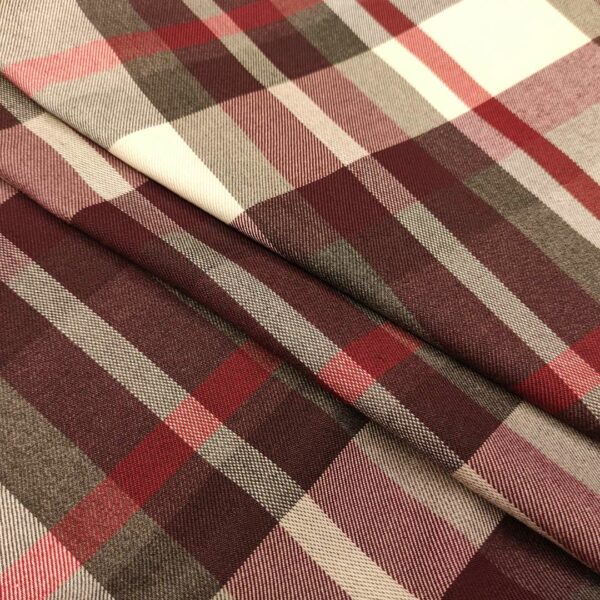 Tessuto Tartan grigio antracite - rosso - grigio