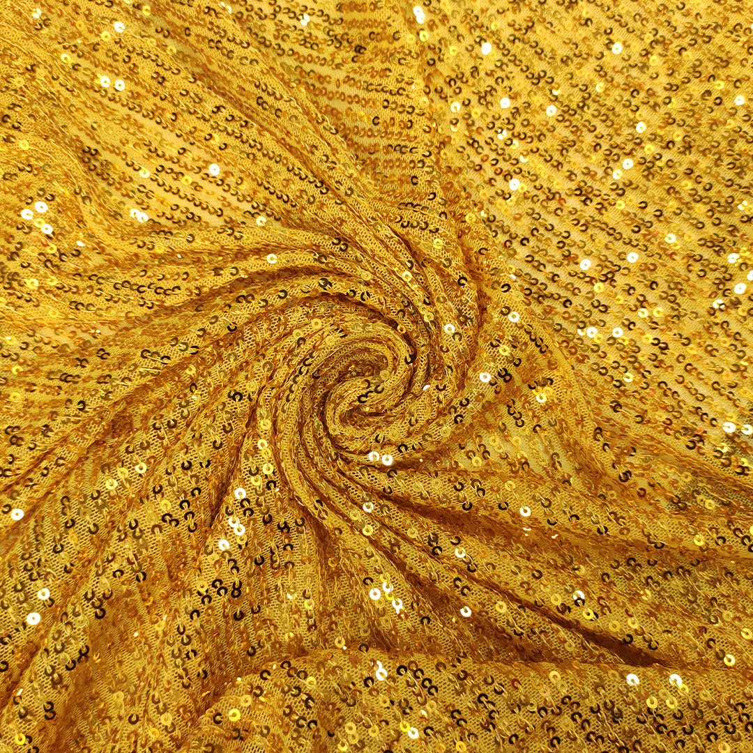 Tulle elasticizzato ricamato con paillettes giallo - Iaia Tessuti