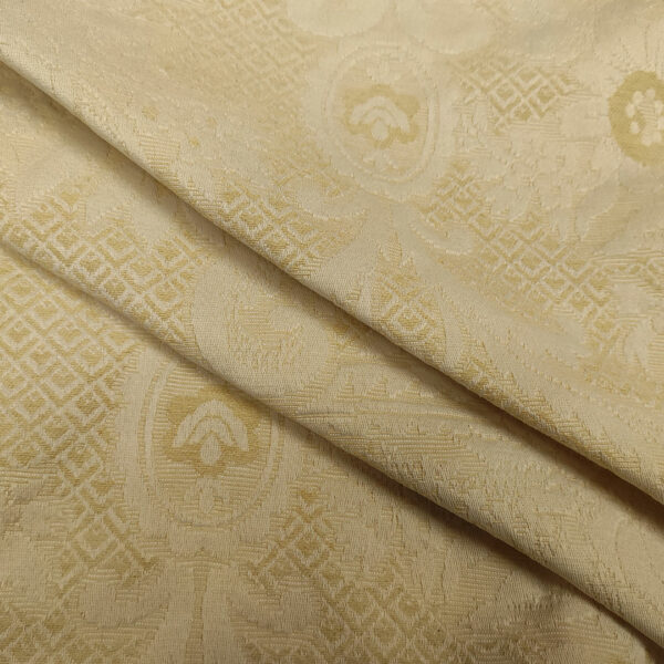 Tessuto Damascato per arredamento a fantasia motivo floreale beige - panna