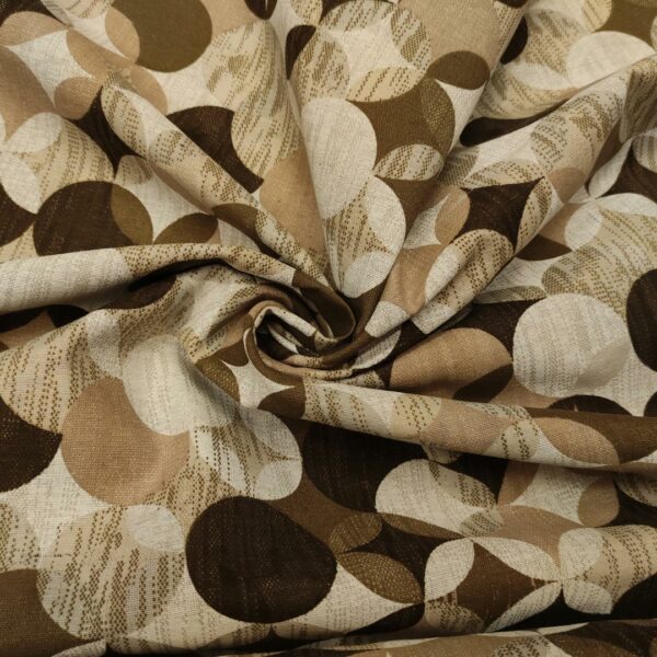 Tessuto misto cotone per arredamento a fantasia motivo astratto beige - marrone - bianco