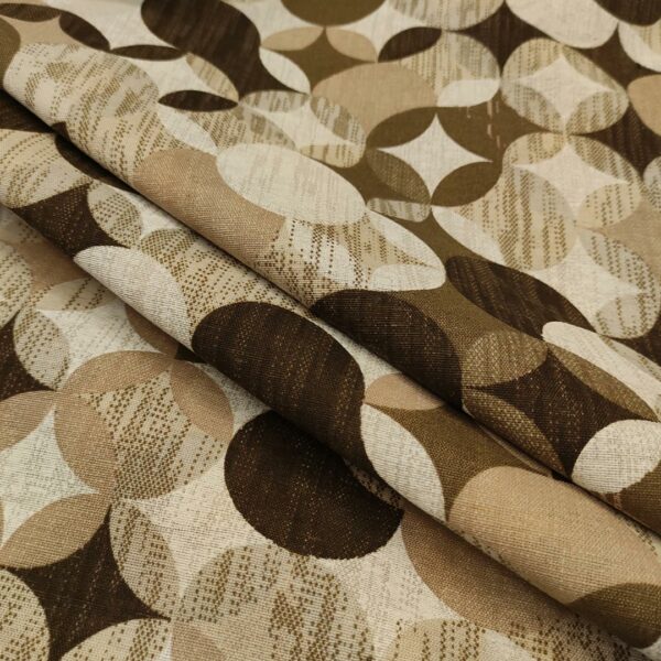 Tessuto misto cotone per arredamento a fantasia motivo astratto beige - marrone - bianco
