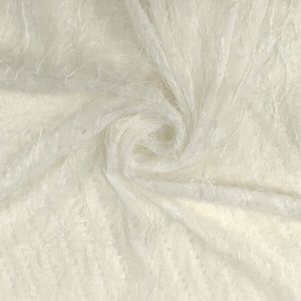 Tessuto georgette con frange bianco seta