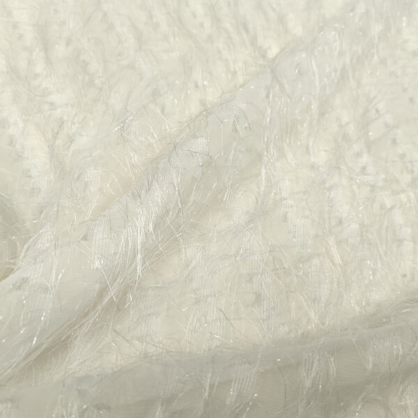 Tessuto georgette con frange bianco seta