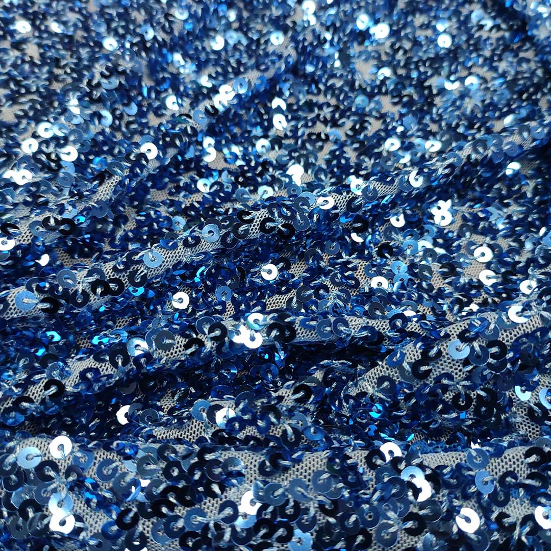 Tessuto Tulle Glitter al Metro - Blu Royal 