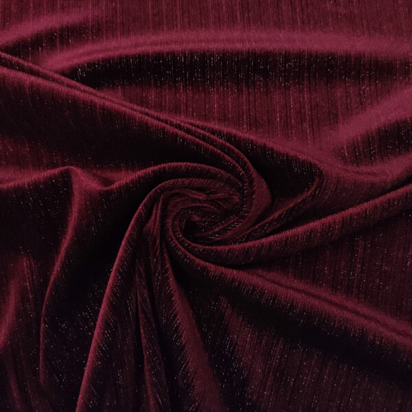 Tessuto velluto elasticizzato lurex bordeaux