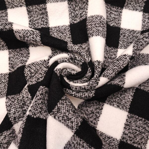 Tessuto per cappotto motivo quadri bianco - nero