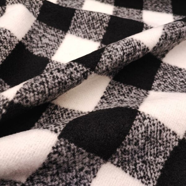 Tessuto per cappotto motivo quadri bianco - nero