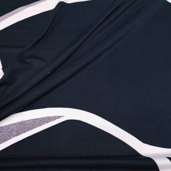 Tessuto Jersey di cotone a fantasia motivo astratto nero - bianco - grigio