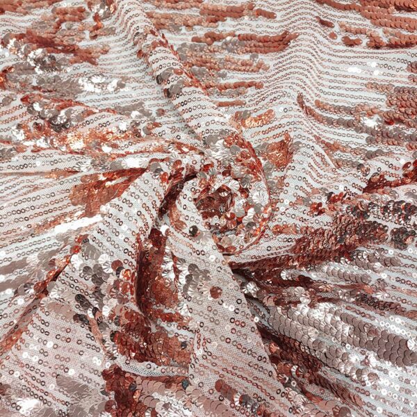 Tessuto Tulle Elasticizzato Ricamato con paillettes rosa gold