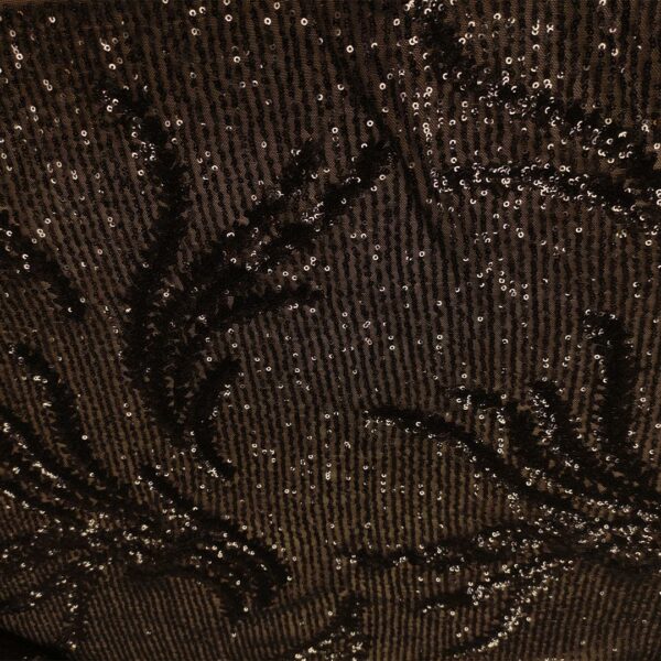 Tessuto Tulle - pizzo mano seta ricamato con paillettes piccole motivo astratto nero