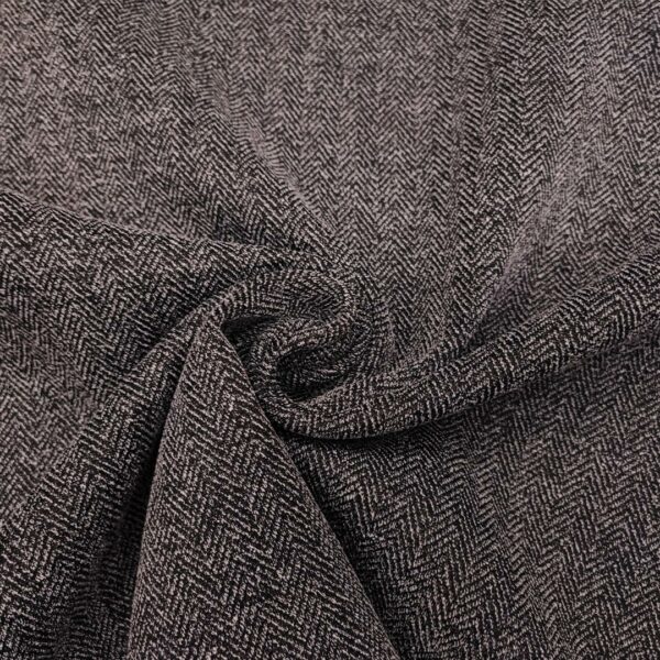 Tessuto Neoprene doppiato motivo spigato grigio - nero