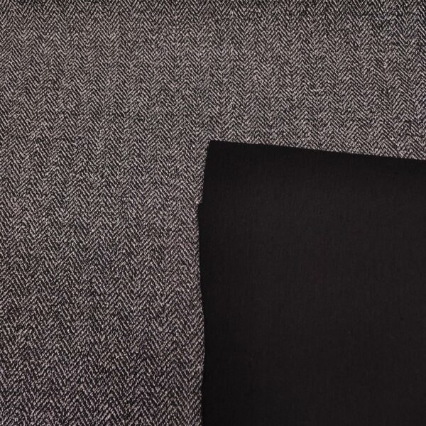 Tessuto Neoprene doppiato motivo spigato grigio - nero