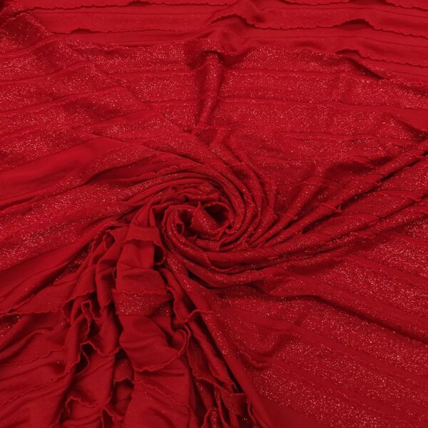 Tessuto Jersey con balze lurex tinta unita rosso