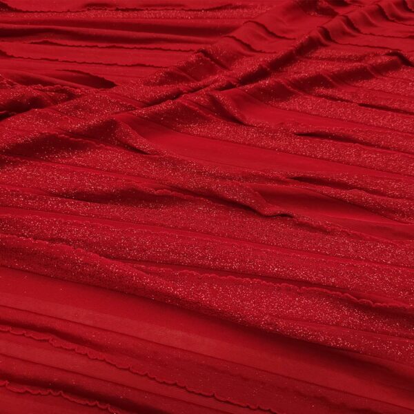 Tessuto Jersey con balze lurex tinta unita rosso