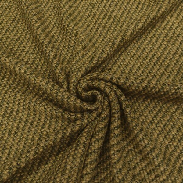 Tessuto Lana Cotta motivo tweed verde - beige