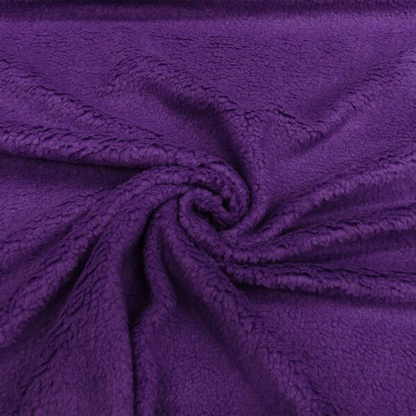 Tessuto per cappotto motivo Teddy in tinta unita viola
