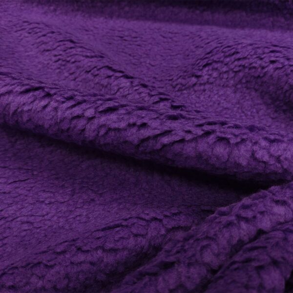 Tessuto per cappotto motivo Teddy in tinta unita viola