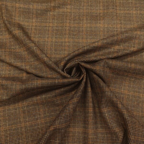Tessuto pettinato motivo principe di galles marrone - ruggine - beige