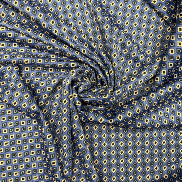 Tessuto Punto Milano a fantasia motivo geometrico bluette - verde petrolio  - beige - nero