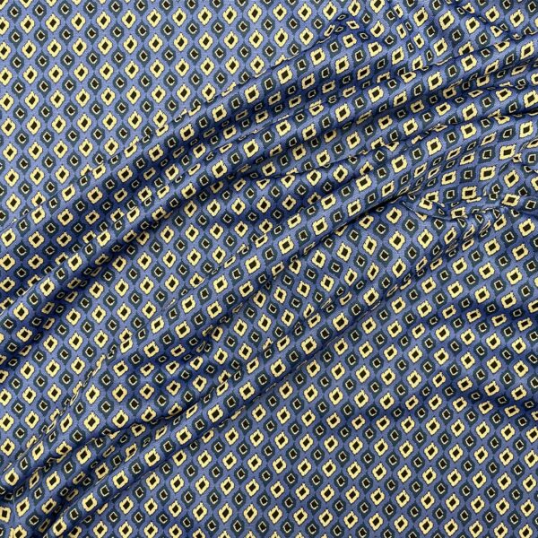 Tessuto Punto Milano a fantasia motivo geometrico bluette - verde petrolio  - beige - nero