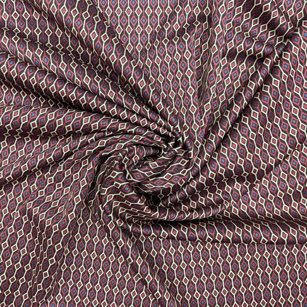 Tessuto Punto Milano a fantasia motivo geometrico nero - beige - bordeaux - verde ottanio