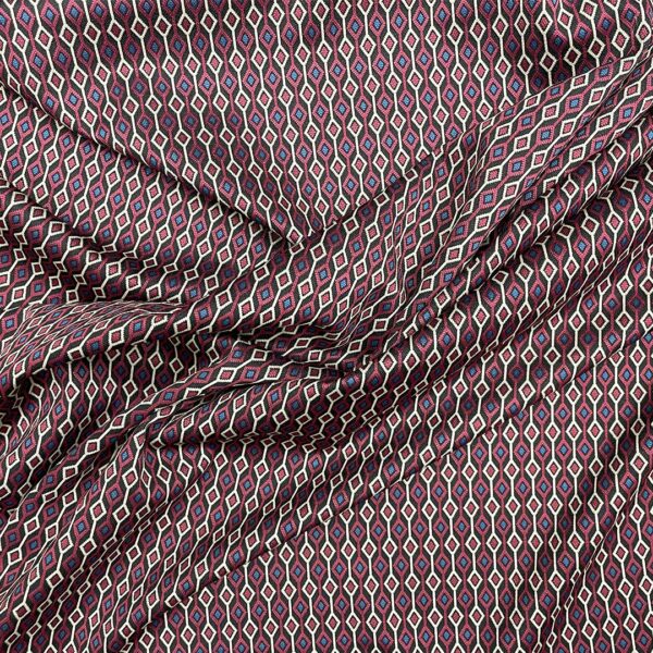 Tessuto Punto Milano a fantasia motivo geometrico nero - beige - bordeaux - verde ottanio