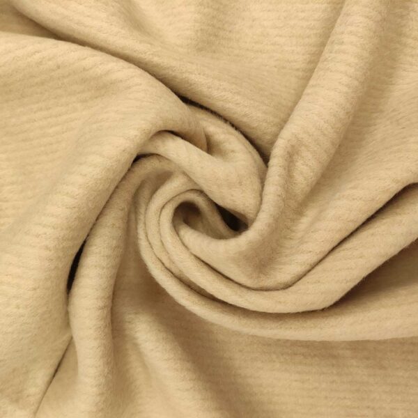 Tessuto per cappotto velour diagonale tinta unita beige chiaro