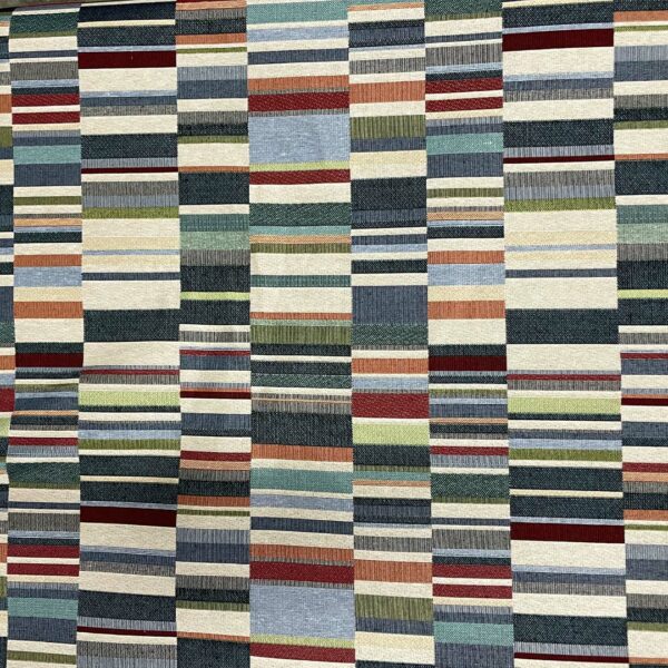 Tessuto per arredo Gobelin a fantasia motivo geometrico beige - verde - bordeaux - azzurro