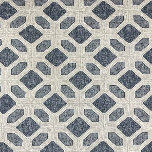 Tessuto per arredo Gobelin a fantasia motivo geometrico panna - beige - blu