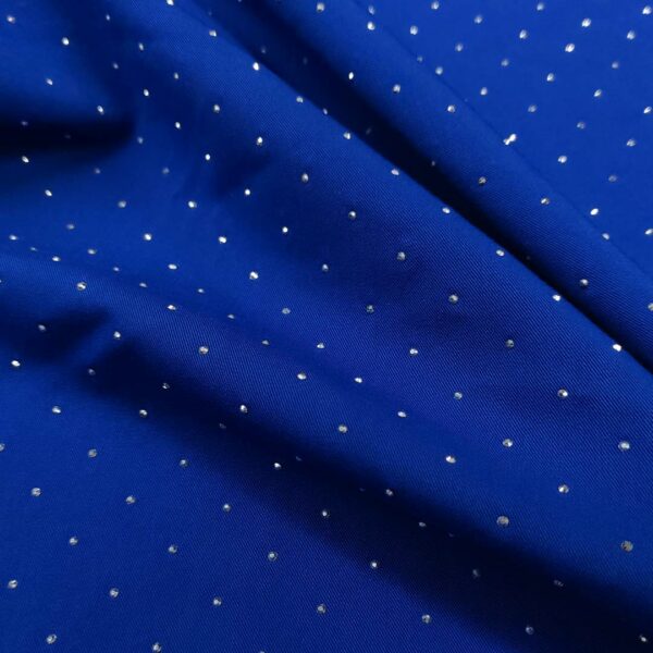 Tessuto Cady Elasticizzato con punti luce blu elettrico