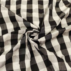 Tessuto Cotone leggero a fantasia motivo quadri bianco - nero