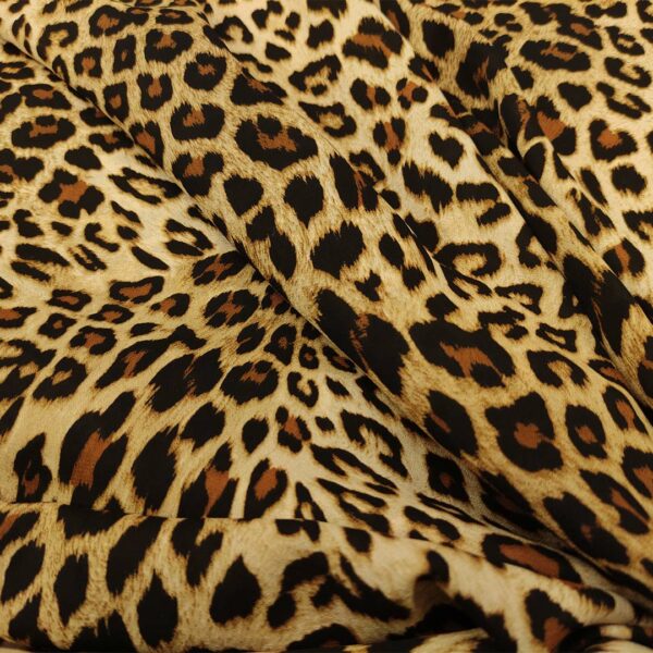 Tessuto Crepe a fantasia motivo animalier beige - marrone - nero