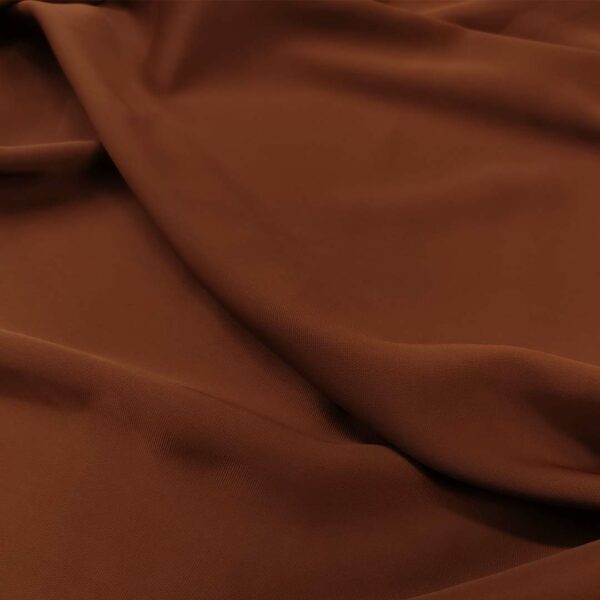 Tessuto crepe Satin leggero elasticizzato tinta unita marrone