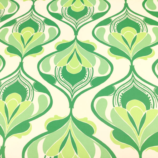 Tessuto Duchesse a fantasia motivo astratto panna - verde