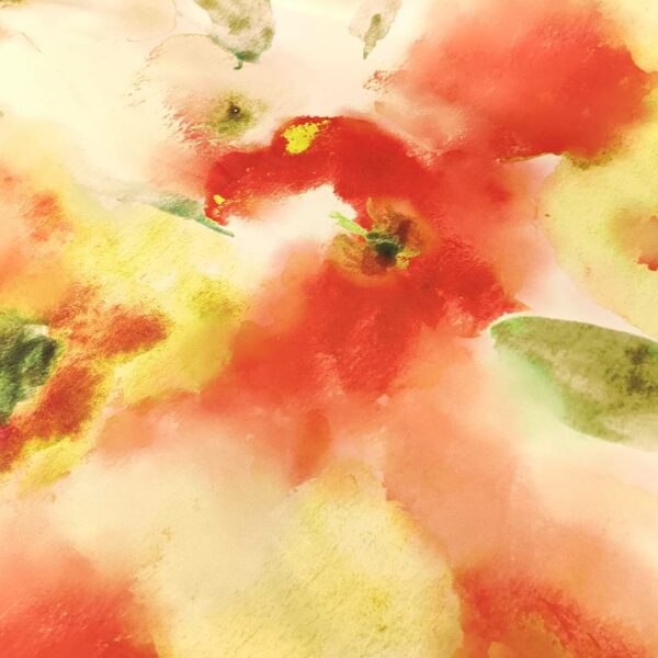 Tessuto Duchesse a fantasia motivo astratto rosso - verde - bianco